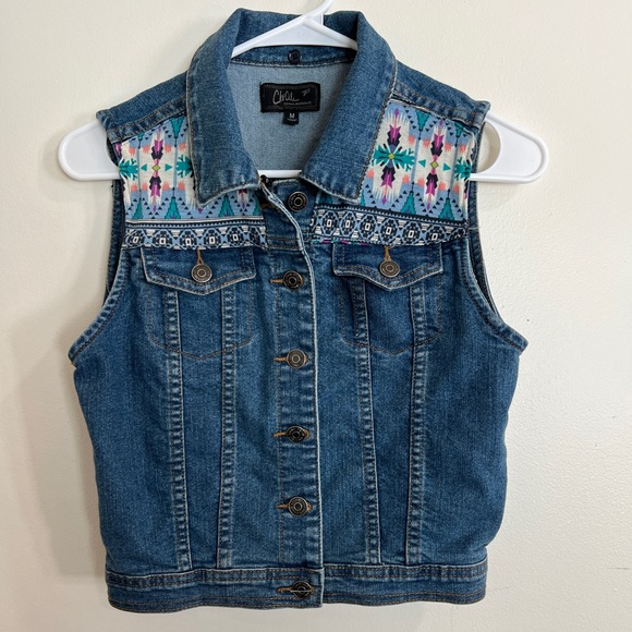 Chiqle denim architect blue Jean Aztec vest - Picture 1 of 3